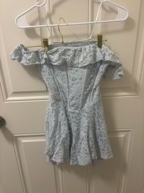 Kimchi Blue Light Blue Off-Shoulder Lace Fit & Flare Dress